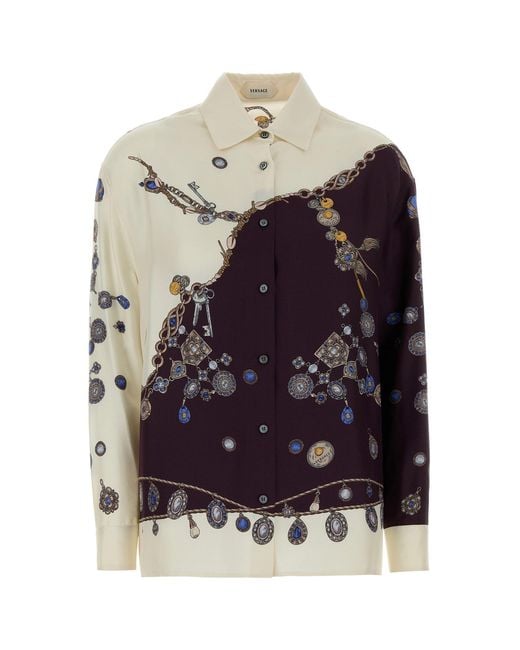Versace Multicolor Printed Silk Shirt