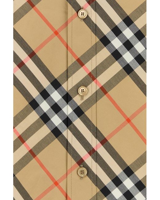 Camicia in popeline stampato di Burberry in Multicolor da Uomo
