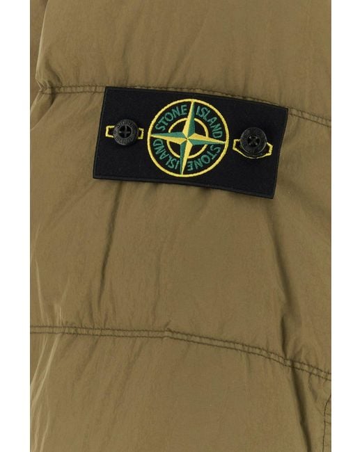 Stone Island Army Green Nylon Down Jacket for men