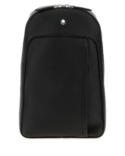 Montblanc Black Leather Crossbody Bag for men