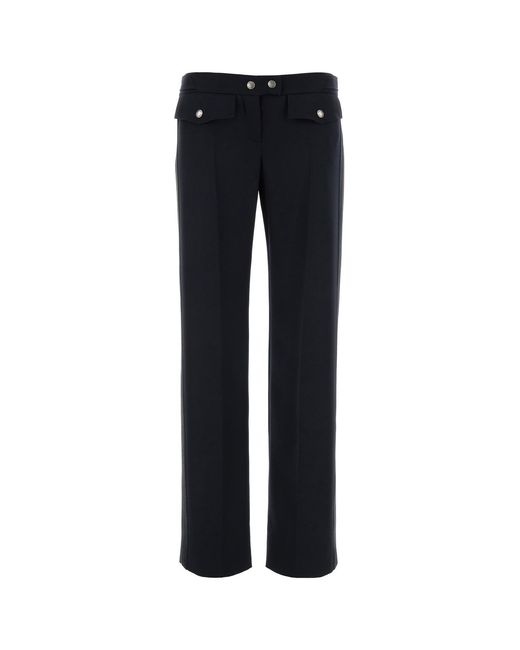 McQueen Black Navy Blue Wool Pant