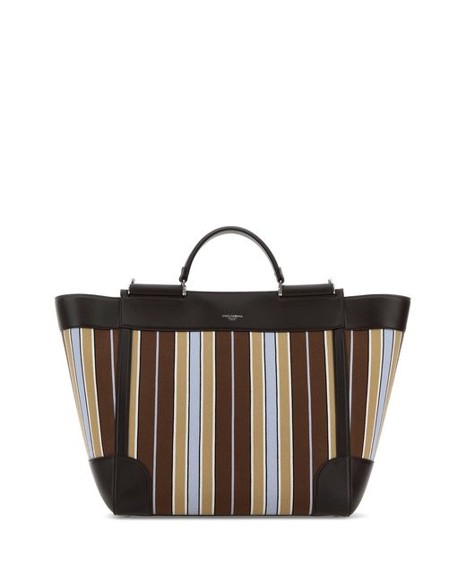 Dolce & Gabbana Brown Dolce & Gabbana Embroidered Fabric Sicily Shopping Bag for men
