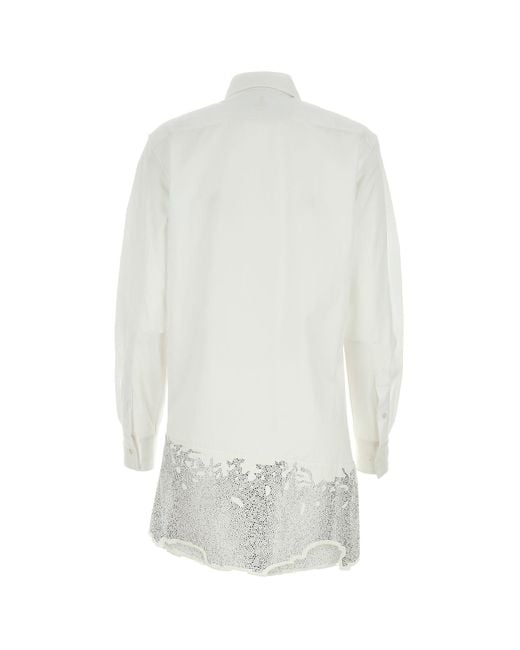 J.W. Anderson White Distressed Glitter Hem Tunic Shirt Dress