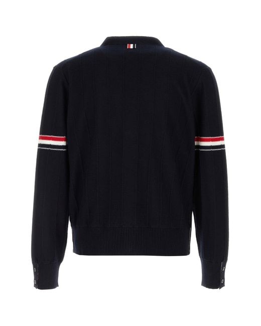 Thom Browne Dark Blue Wool Cardigan for men