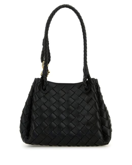 Borsa a mano Parachute piccola in pelle nera di Bottega Veneta in Black