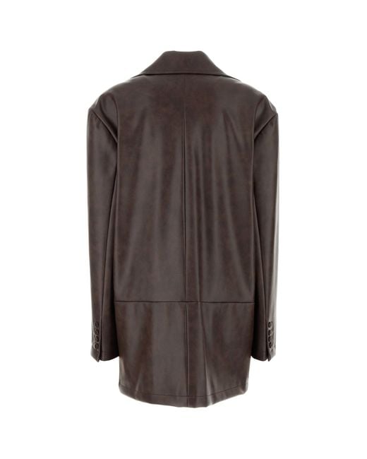 LE SULLY STUDIO Black Brown Synthetic Leather Blazer