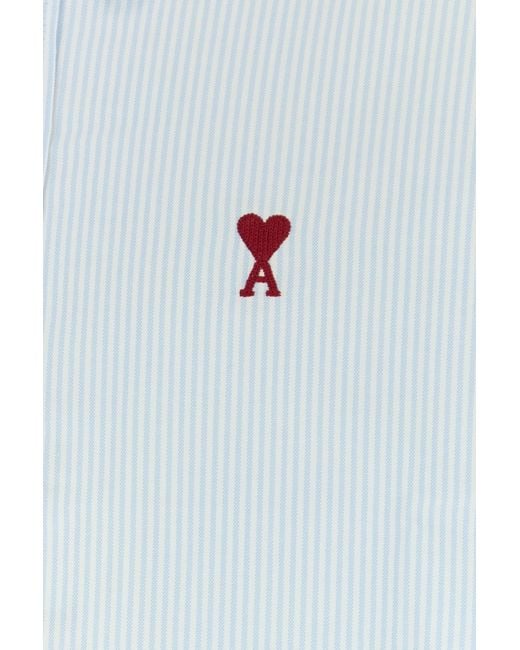 AMI Blue Ami Embroidered Oxford Shirt for men