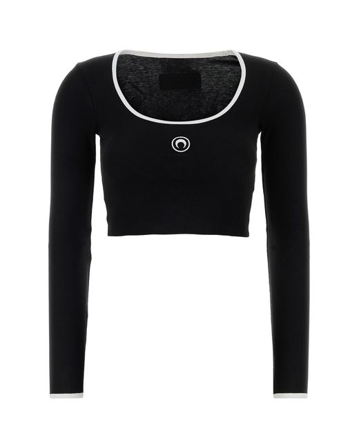 MARINE SERRE Black Cotton T-shirt