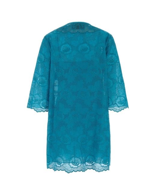 Valentino Garavani Blue Turquoise Broderie Anglaise Dress