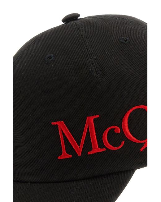 McQueen Black Cotton Baseball Hat for men