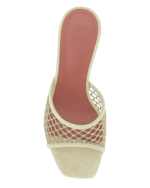 AMINA MUADDI Metallic Sage Green Suede And Mesh Lupita Net Mules