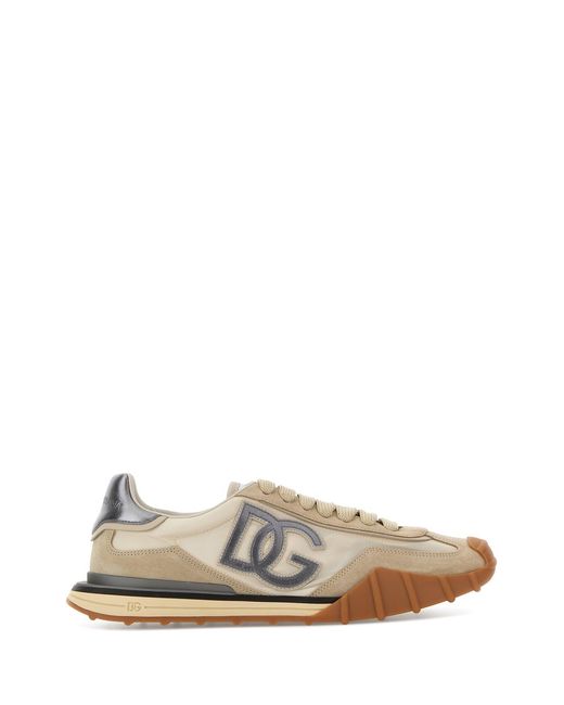 Dolce & Gabbana White Fabric And Suede Athletic Sneakers for men