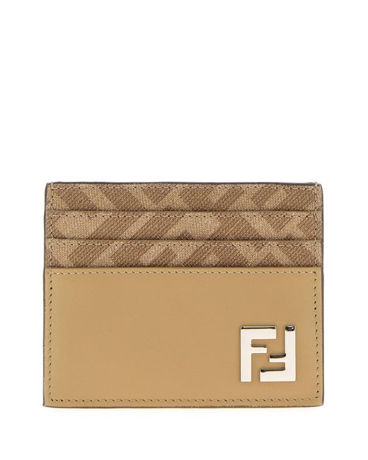 Portacarte in pelle beige di Fendi in Natural da Uomo