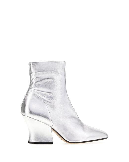 Jil Sander White Leather Lune Ankle Boots