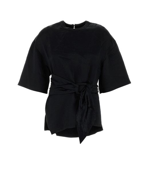 Nanushka Black Satin Besia T-Shirt