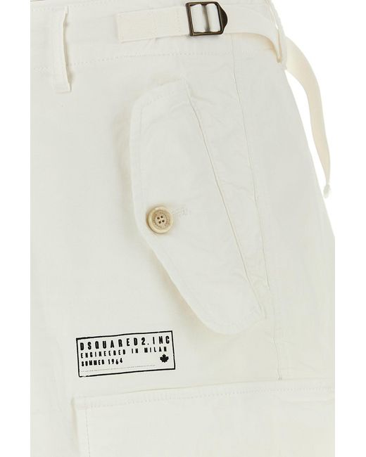 DSquared² White Stretch Cotton Utility Bermuda Shorts for men