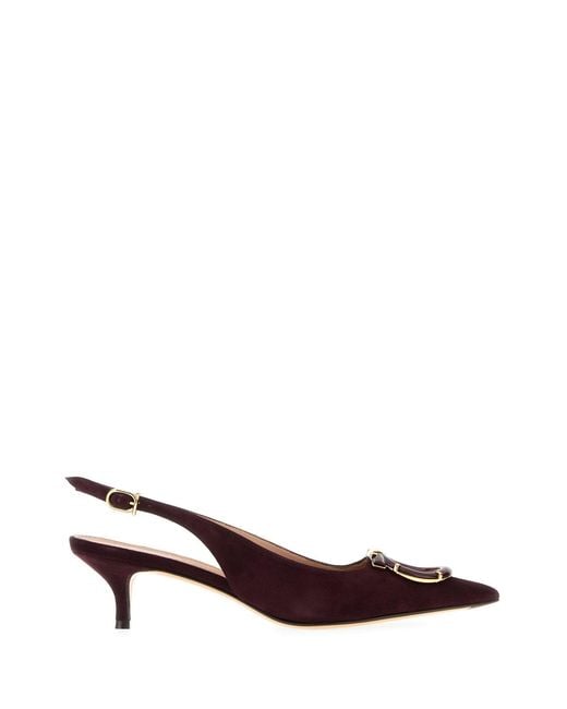 Ferragamo Brown Salvatore Aubergine Suede Sara 40 Pumps