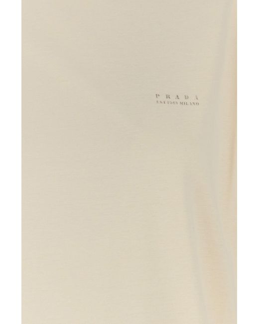 T-shirt in cotone sabbia di Prada in White