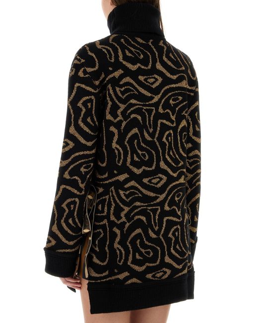 Emilio Pucci Black Embroidered Polyester Blend Oversize Sweater