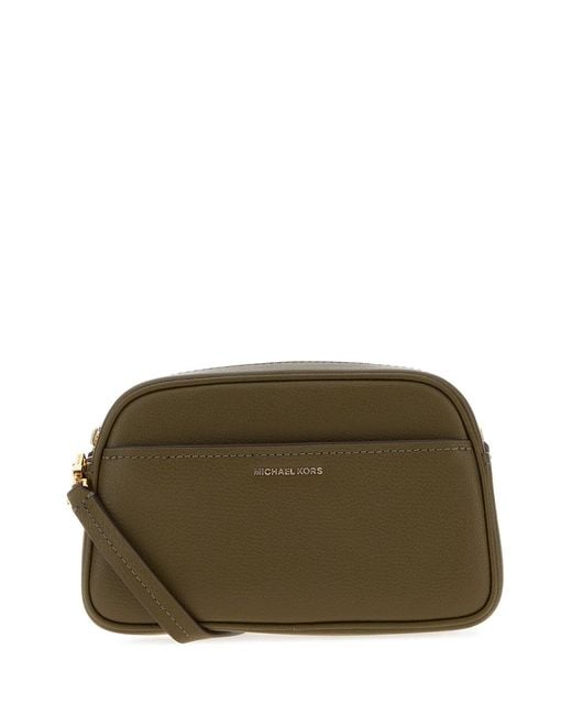 MICHAEL Michael Kors Olive Green Leather Jet Stet Crossbody Bag