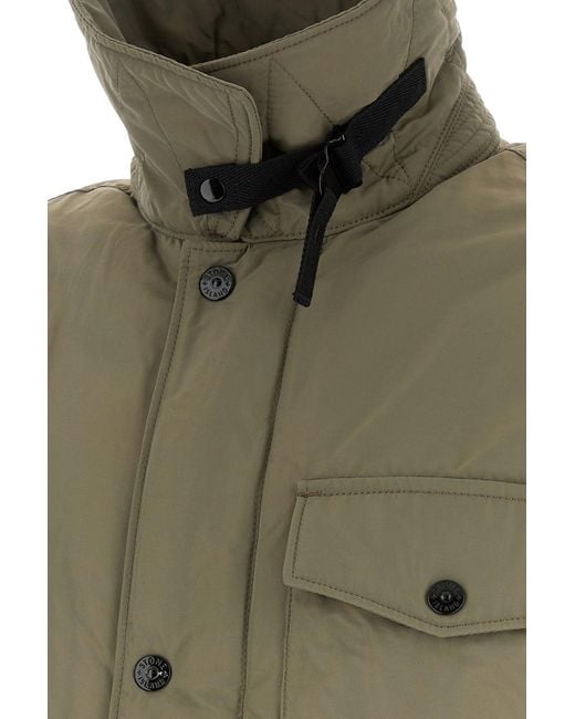 Stone Island Army Green Polyester Blend Down Jacket for men