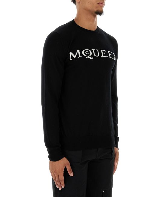 McQueen Black Wool Sweater for men