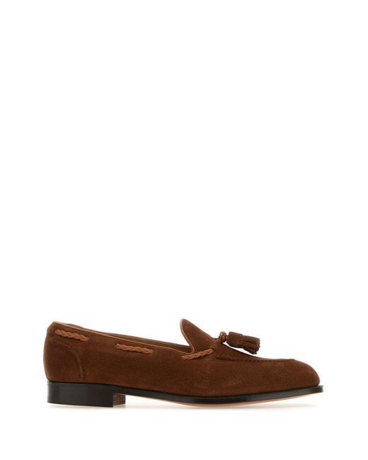 Edward Green Brown Suede Belgravia Loafers for men