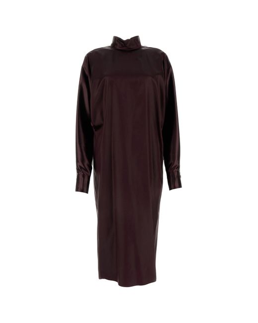 Ferragamo Purple Salvatore Burgundy Satin Dress