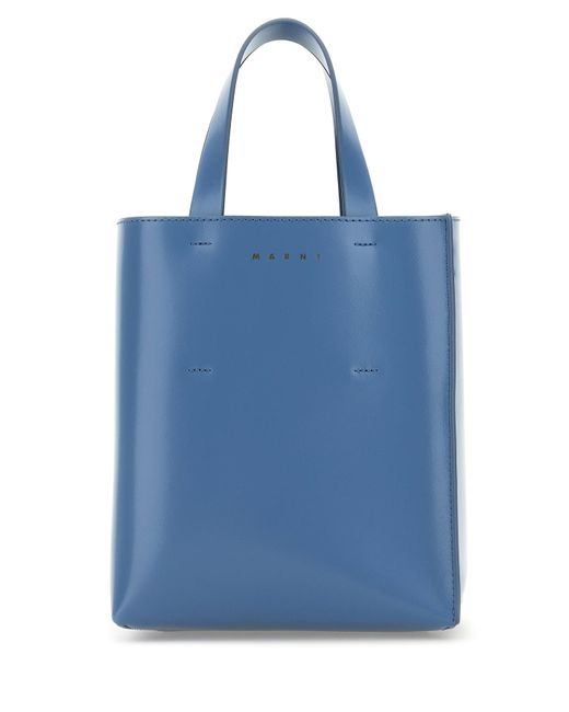 Borsa a mano Museo mini in pelle ceruleo di Marni in Blue