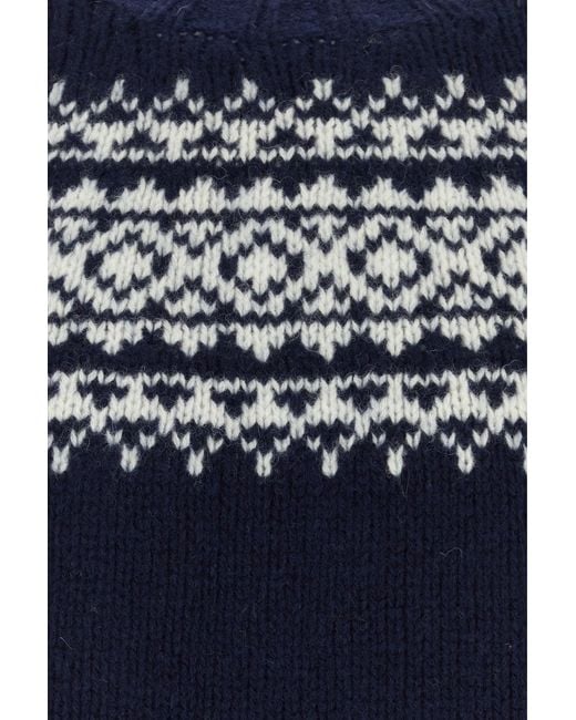 Harley Of Scotland Navy Blue Wool Sweater for men