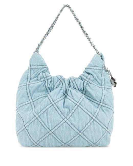 Borsa a mano Fleming mini in denim di Tory Burch in Blue