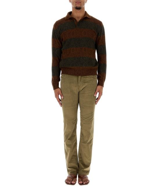 Etro Army Green Stretch Corduroy Pant for men