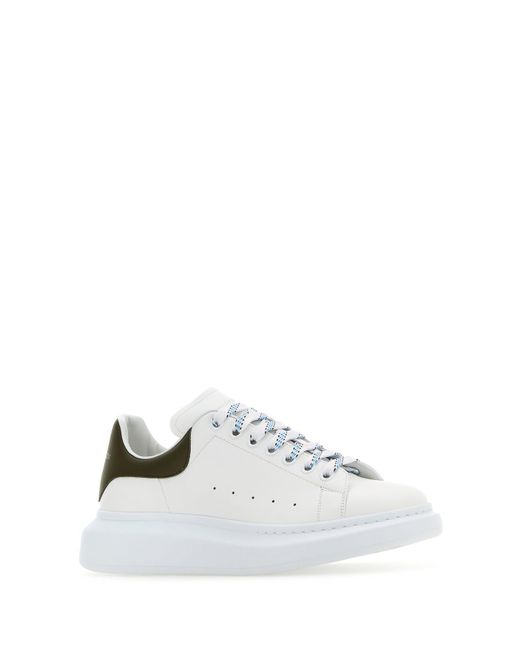 Alexander McQueen White Leather Sneakers With Army Leather Heel for men