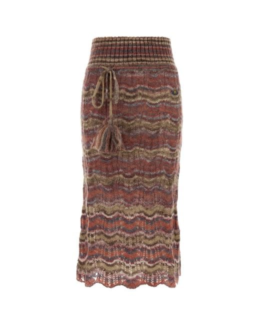 Vivienne Westwood Brown Multicolor Mohair Blend Flora Skirt