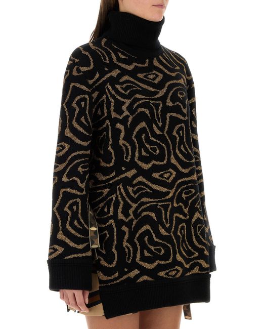 Emilio Pucci Black Embroidered Polyester Blend Oversize Sweater