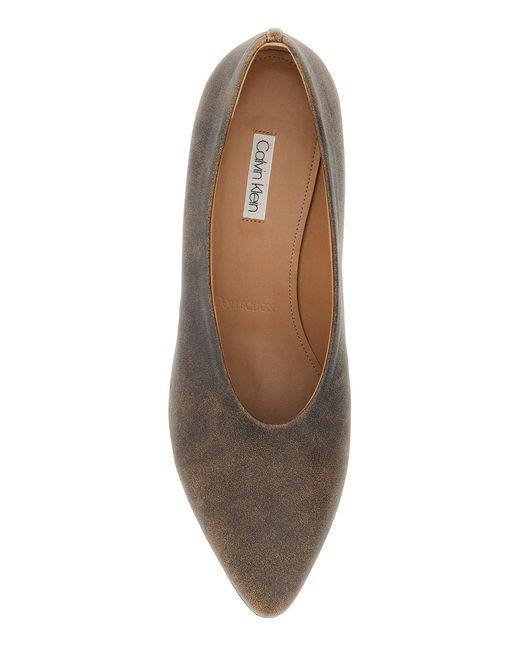 Calvin Klein Brown Black Leather Bri Pumps