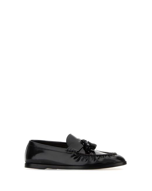 The Row Black Leather Loafers
