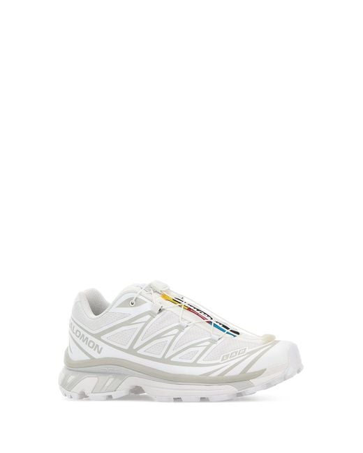 Salomon White Fabric And Rubber Xt-6 Sneakers