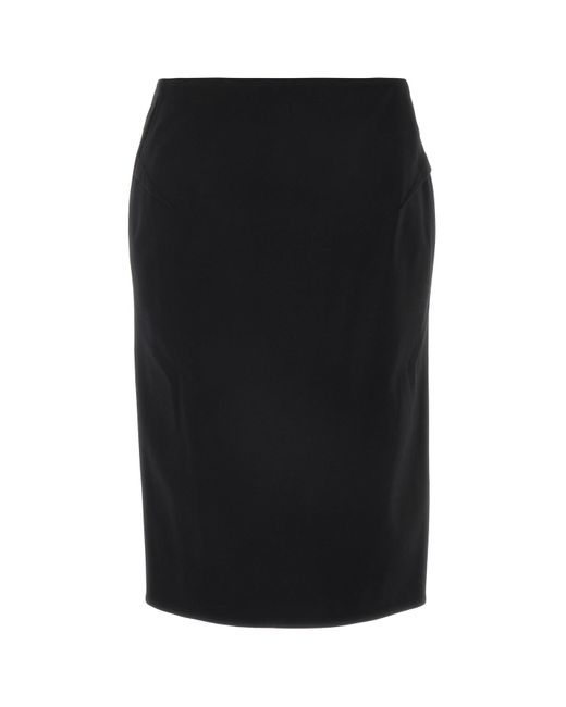 Gonna midi in misto lana di Versace in Black