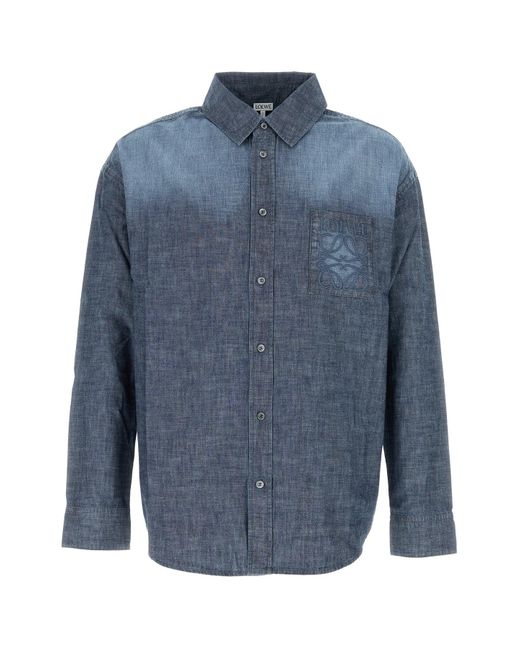 Camicia in chambray avio di Loewe in Blue da Uomo