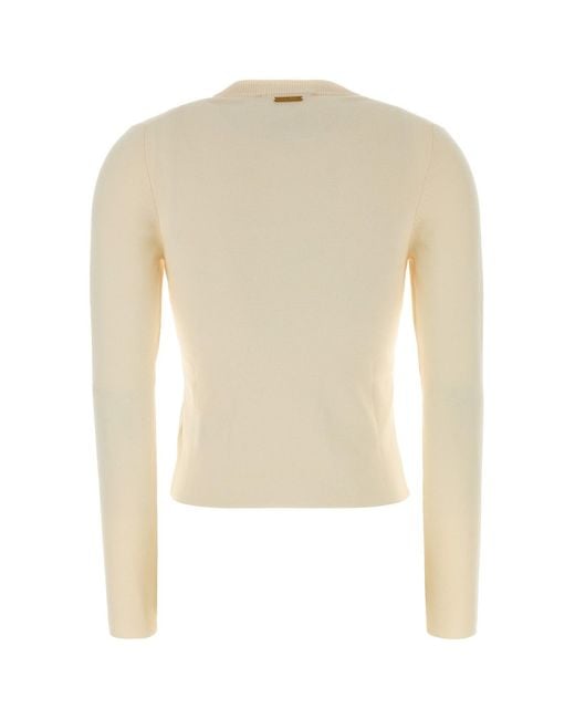 MICHAEL Michael Kors White Cream Stretch Wool Blend Cardigan