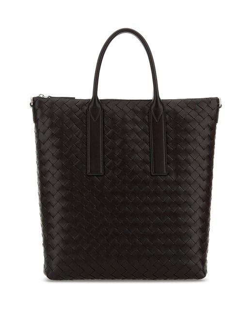 Borsa shopping North-South in pelle testa di moro di Bottega Veneta in Black da Uomo