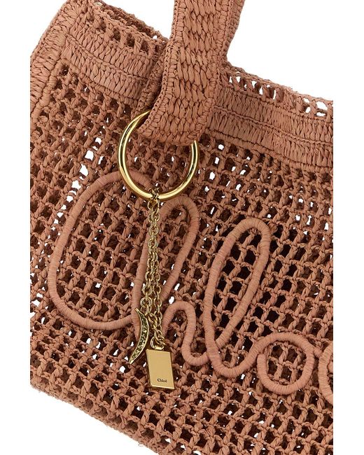 Chloé Brown Antiqued Pink Raffia East-west Summer Banana Shopping Bag