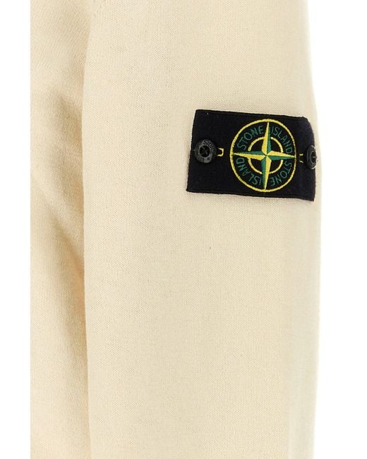 Stone Island White Cream Cotton Blend Sweater for men