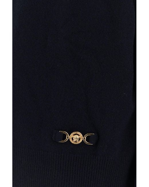 Versace Midnight Blue Stretch Wool Blend Sweater