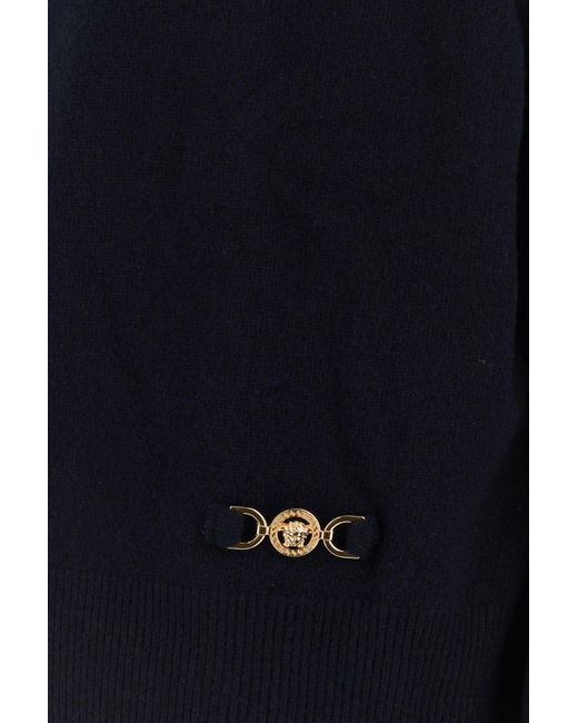 Versace Midnight Blue Stretch Wool Blend Sweater