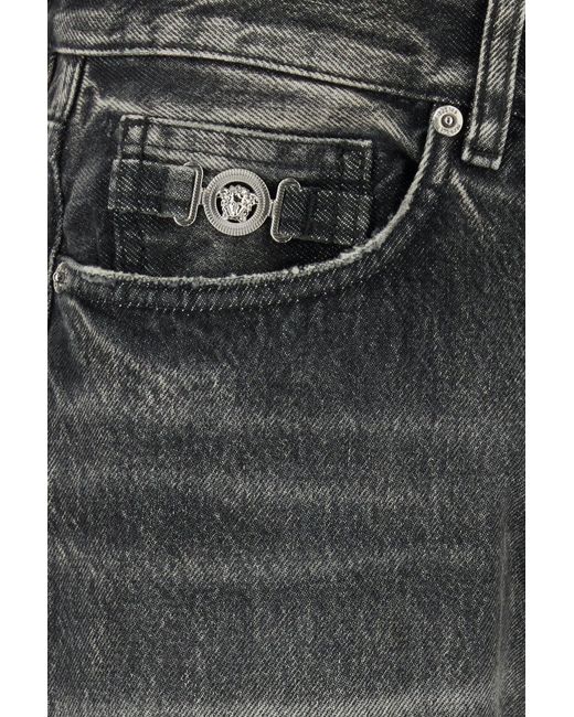 Versace Gray Black Denim Jeans for men