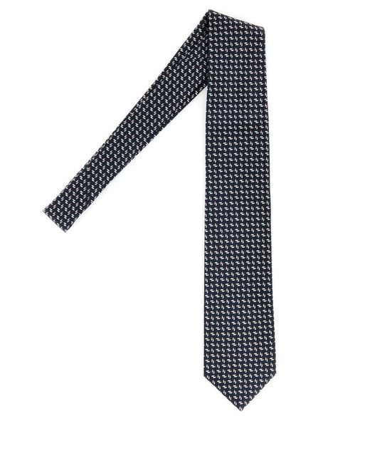 Brioni Black Embroidered Silk Tie for men