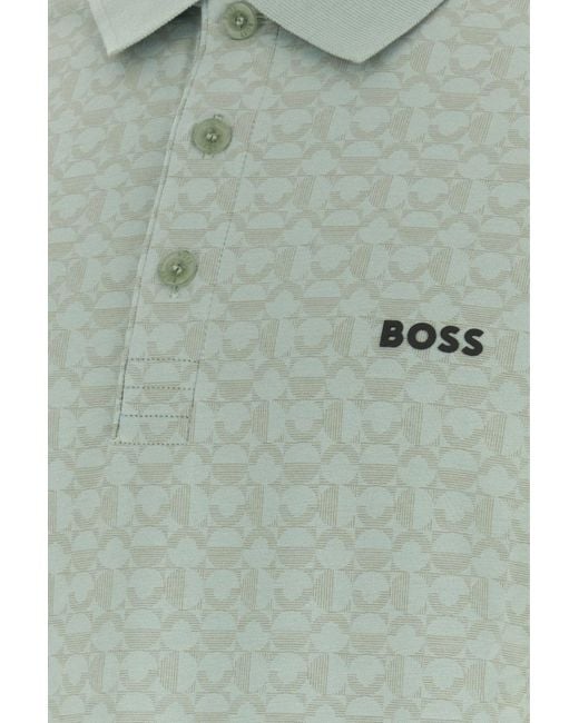 Boss Mint Green Stretch Cotton Polo Shirt for men