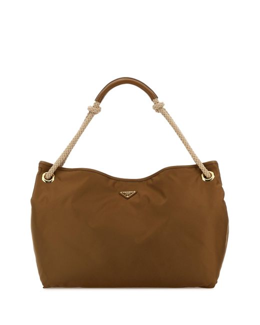 Borsa shopping Mariner grande in Re-Nylon cammello di Prada in Brown